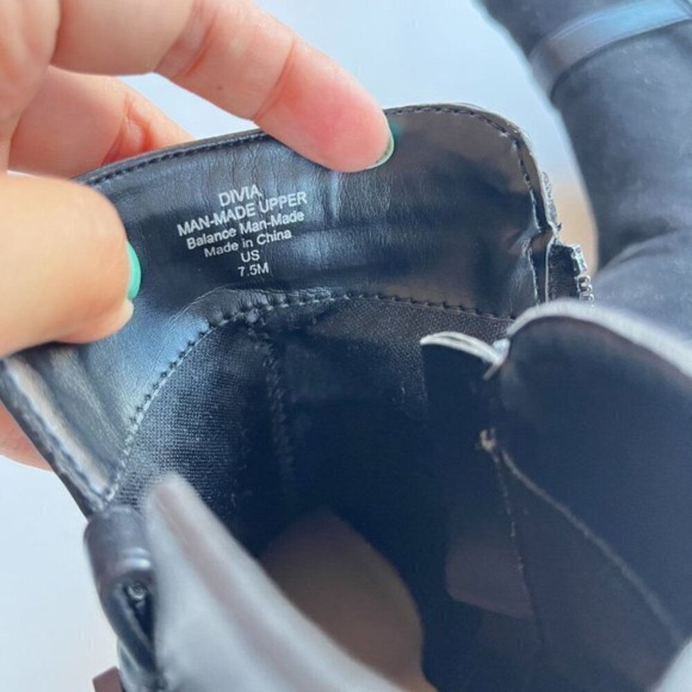 Kelly‎ & Katie DIVIA BOOTIE Shoes Black Faux Suede Womens Size 7.5M Chunky Heels - Picture 5 of 7